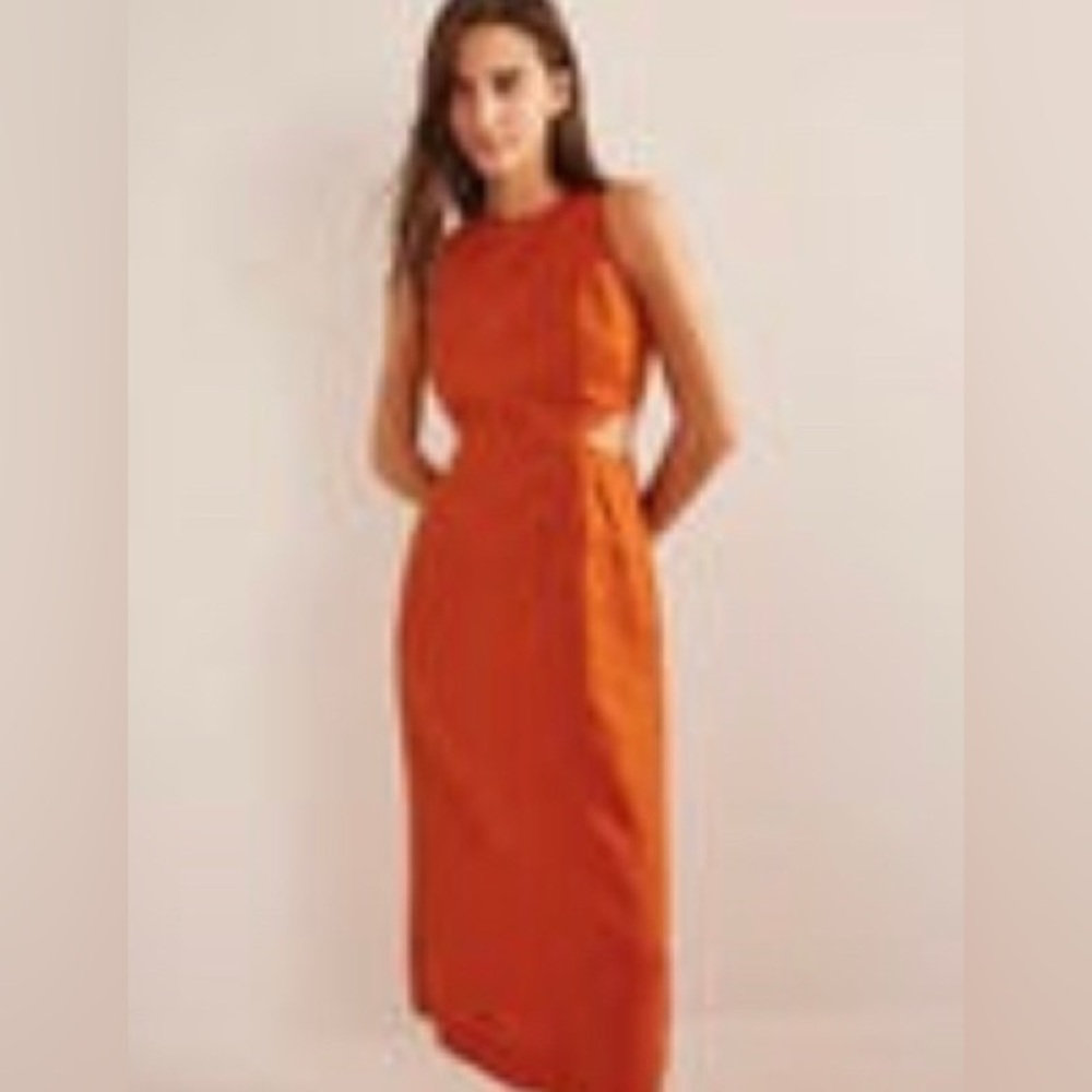 Boden linen cut out dress in rust. Brand new never worn.